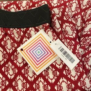 NWT Lularoe Lucy Skirt Long Maxi Red Cream  XL